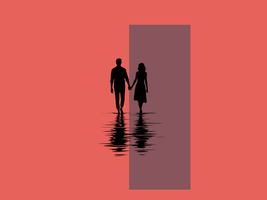 Grafik af par, der holder i hånd